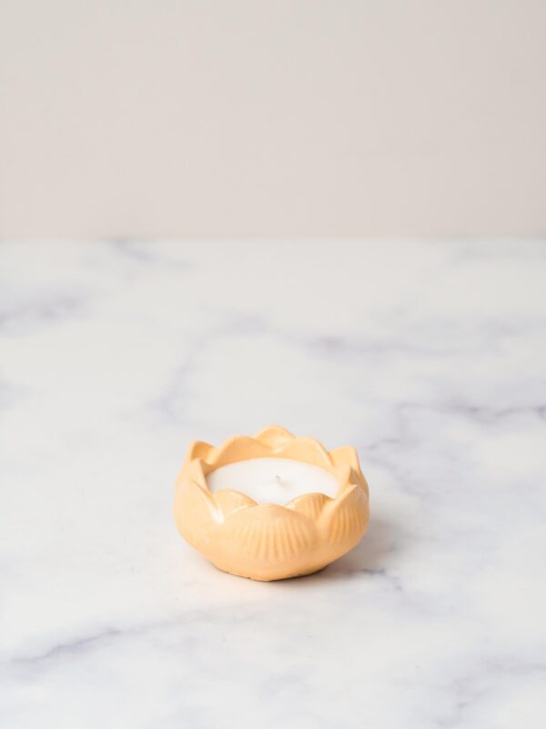 Concrete container lotus candle