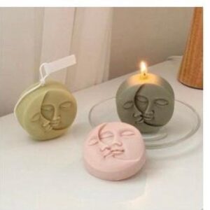 Moon face candle
